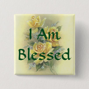 Yellow Roses 15 Cm Square Badge