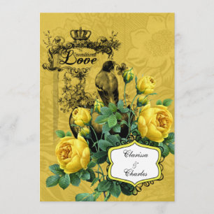 Yellow Roses 5x7 Wedding Invitation
