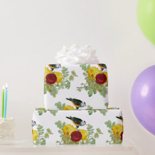 Yellow Roses  and Birds Wrapping Paper