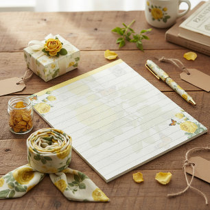 Yellow roses and butterflies notepad