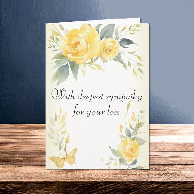 Yellow Roses and Butterfly Deepest Sympathy Card (Creator Uploaded)