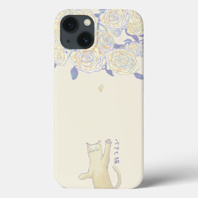 Yellow Roses and Playing Cat Case-Mate iPhone Case (Back)