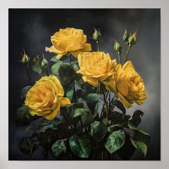 Yellow Roses Art Print Poster (Front)