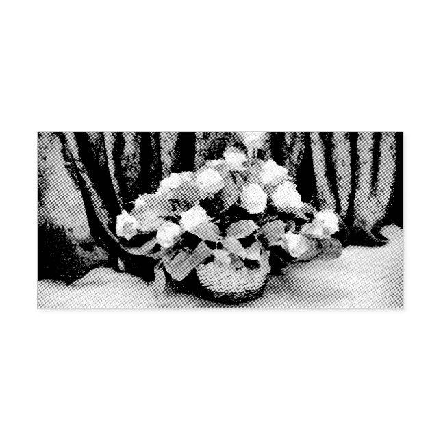 Yellow roses basket painting self-inking stamp (Design)