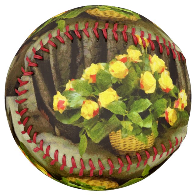 Yellow roses basket painting softball (Front Left)