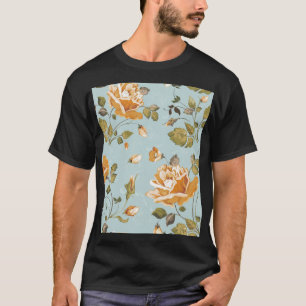 Yellow Roses Blue Background Wallpaper T-Shirt