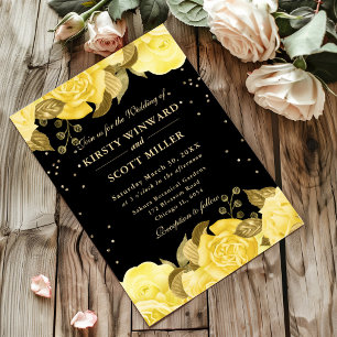 Yellow Roses Border Floral Wedding Invitation