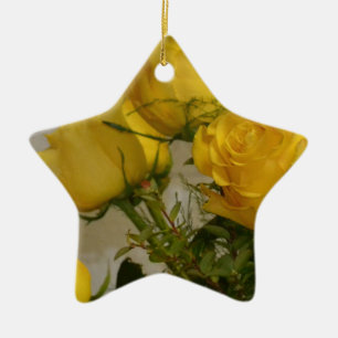 Yellow Roses Ceramic Ornament