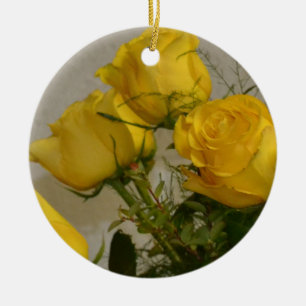 Yellow Roses Ceramic Tree Decoration