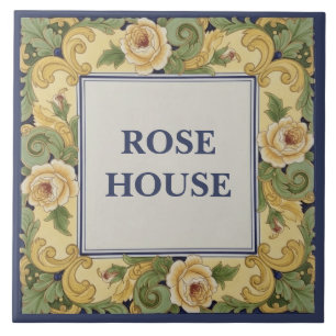 Yellow Roses Custom House Name Plate Sign Plaque Ceramic Tile
