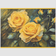Yellow Roses Decoupage Tissue Paper