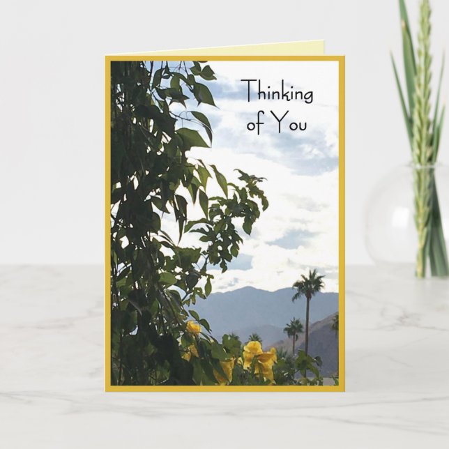 Yellow Roses Desert Scene-Thinking of You-Plain Card (Front)