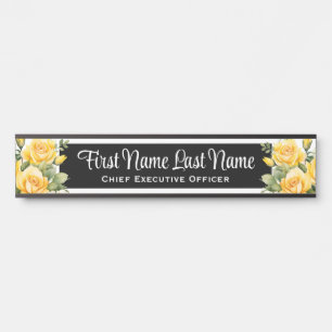 Yellow Roses Floral Office Door Signs Name Plate