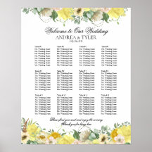 Yellow Roses Floral Seating Chart