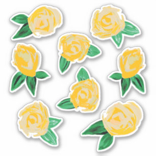 Yellow Roses Floral Stickers