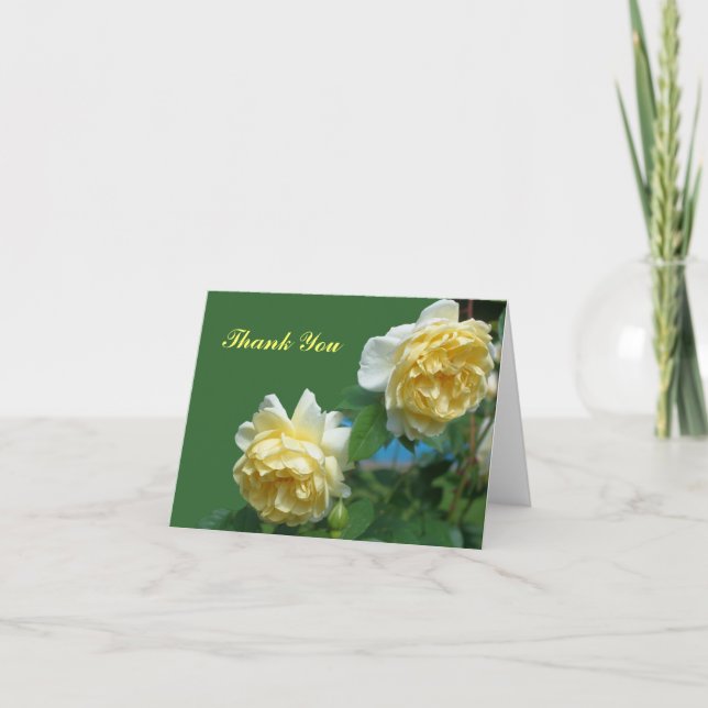 Yellow Roses Flower Photography Thank You Card (Front)