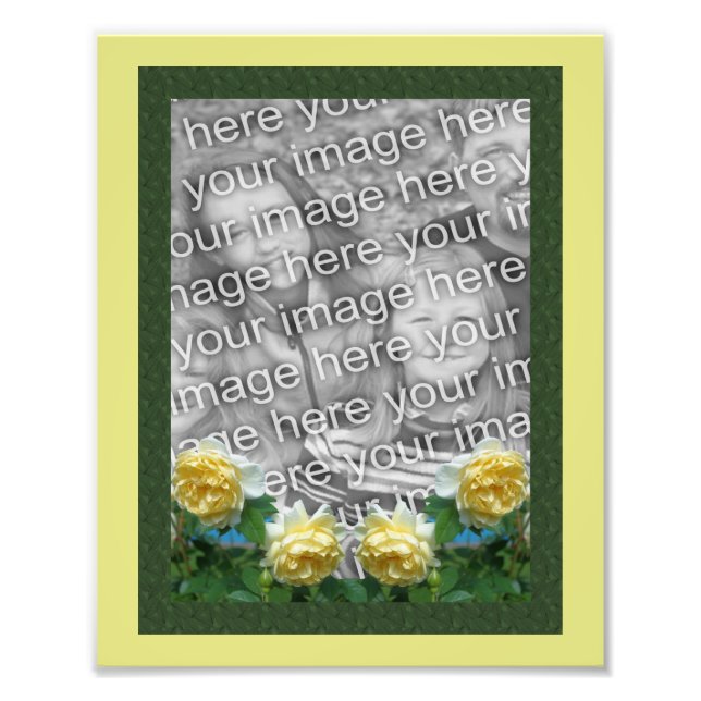 Yellow Roses Flowers Frame Template Photo Print (Front)