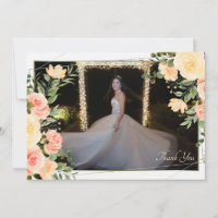 Yellow Roses Frame Thank You Photo Card