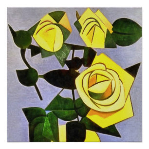 Yellow Roses From A Friend Geometric Abstract Poster