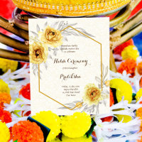 Yellow roses geometric Budget Haldi Invitation