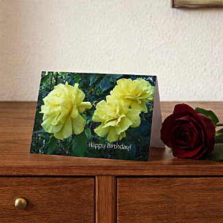 Yellow Roses Happy Birthday Card
