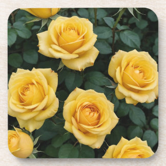 Yellow Roses Hard Plastic Coasters