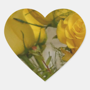 Yellow Roses Heart Sticker