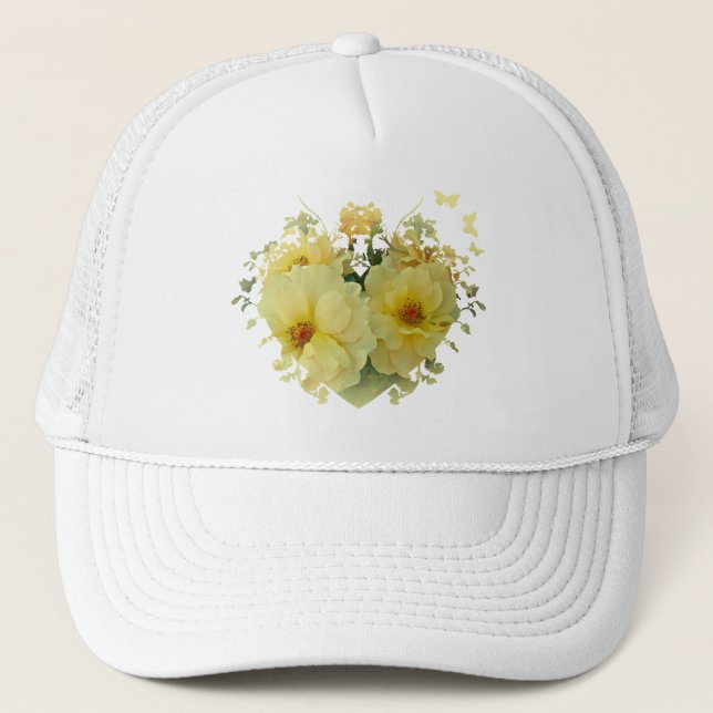 Yellow Roses Heart Trucker Hat (Front)