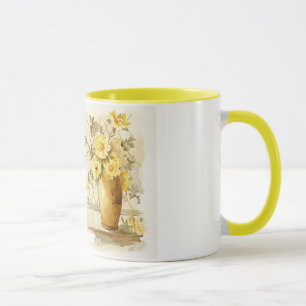 Yellow Roses in a Pottery Vase Mug
