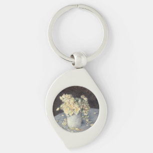 Yellow Roses in a Vase by Caillebott Impressionist Key Ring