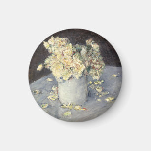 Yellow Roses in a Vase by Caillebott Impressionist Magnet