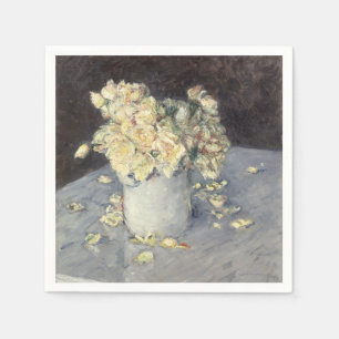 Yellow Roses in a Vase by Caillebott Impressionist Napkin