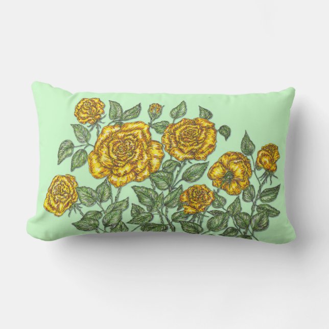 Yellow Roses Lumbar Cushion (Front)