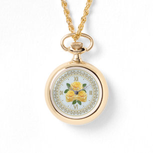 Yellow Roses Necklace Watch