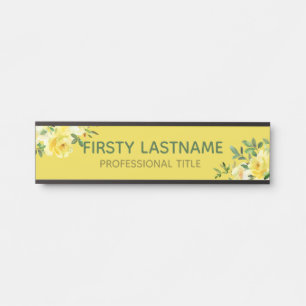 Yellow Roses Office Door Signs Name Plate