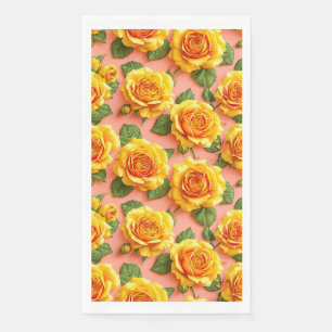 Yellow roses on a pink background napkin