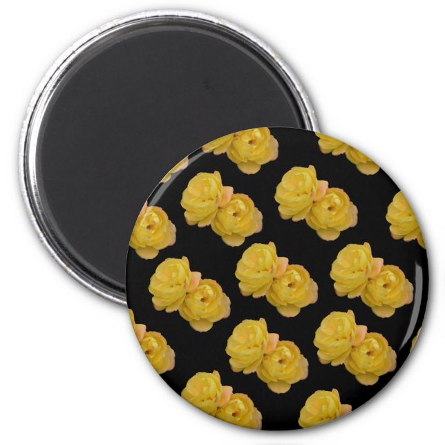 Yellow Roses On Black,_ Magnet (Front)
