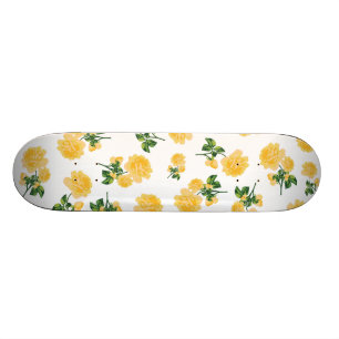 Yellow roses on white skateboard
