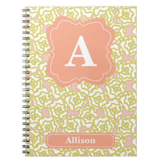 Yellow Roses Orange Monogram Notebook