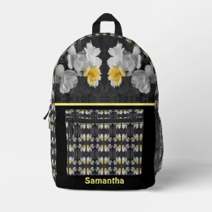 Yellow Roses Partial Colour Abstract Personalised Printed Backpack