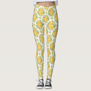 Yellow Roses Pattern Leggings
