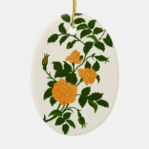 Yellow Roses, Personalised Back Ceramic Tree Decoration