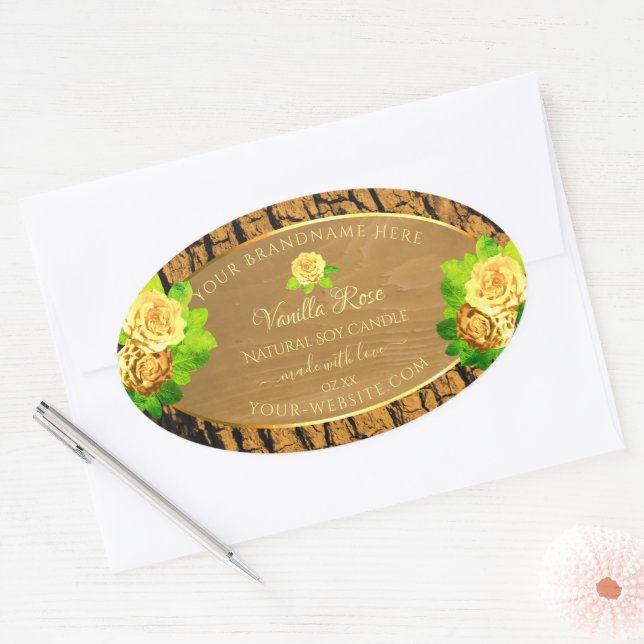 Yellow Roses Product Labels Wood Grain Tree Bark (Envelope)