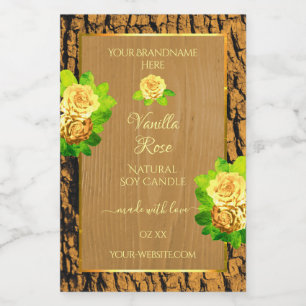 Yellow Roses Product Labels Wood Grain Tree Bark