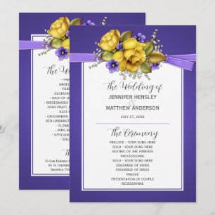 Yellow Roses Purple Violets Wedding Program