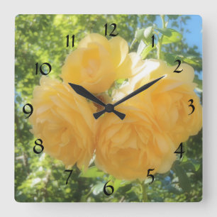 Yellow Roses Square Wall Clock