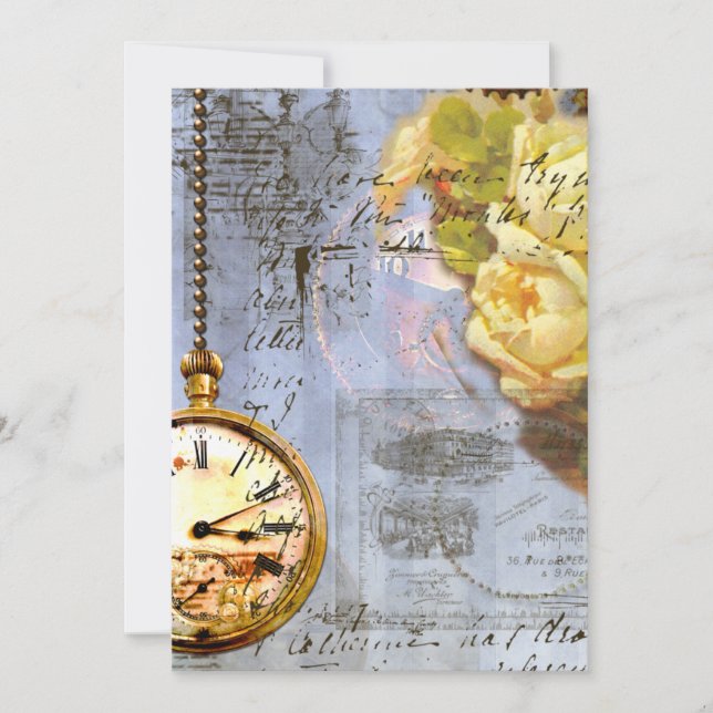 Yellow Roses & Steampunk Invites (Front)