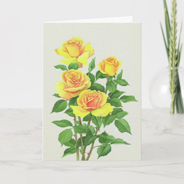 Yellow roses sympathy greeting card (Front)