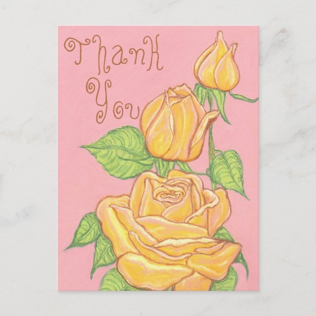 Yellow Roses Thank You Postcard 2 (Front)