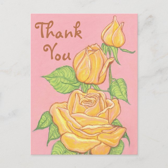 Yellow Roses Thank You Postcard 2 (Front)
